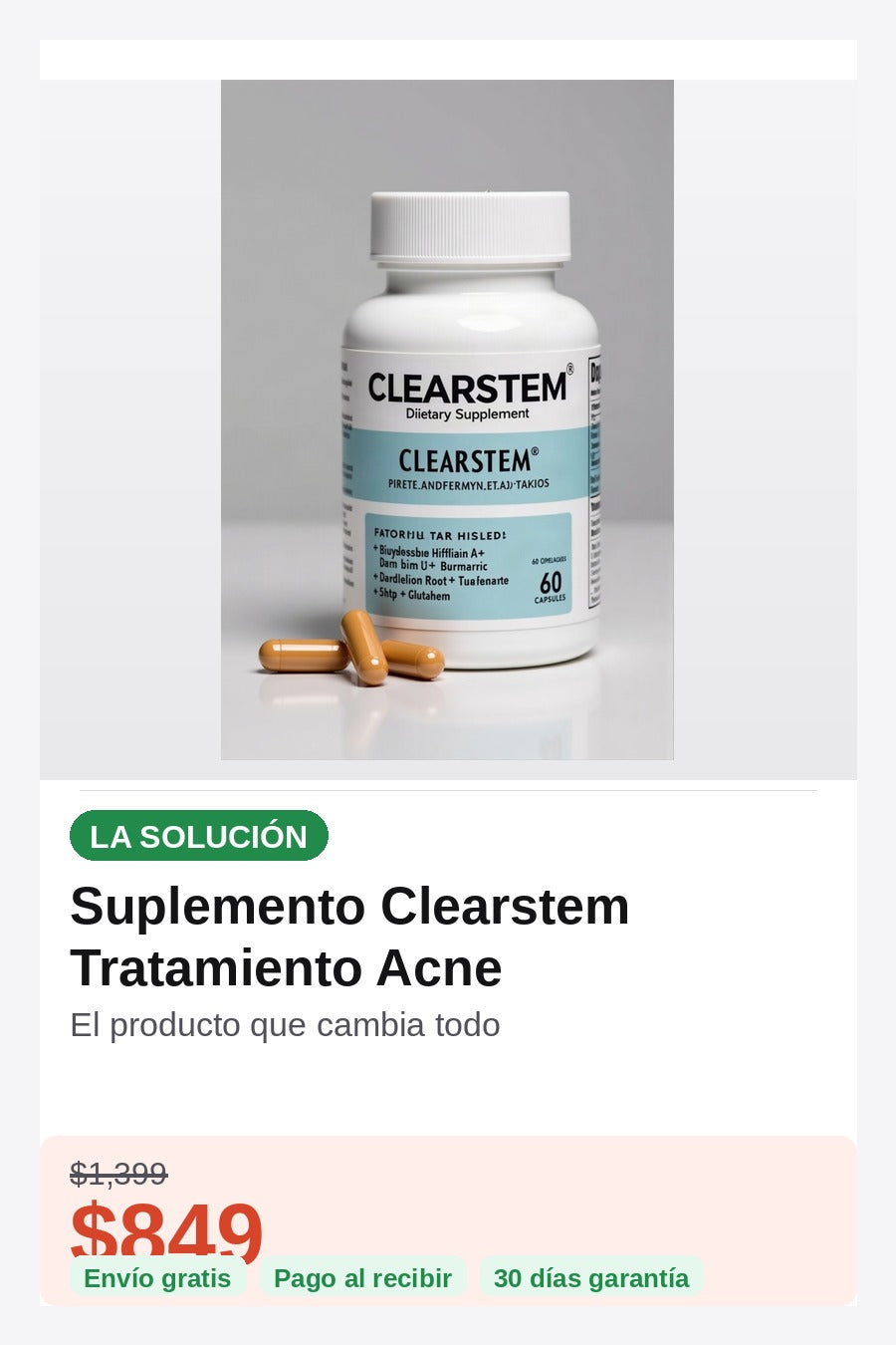 Suplemento Clearstem Tratamiento Acne — confianza-envio