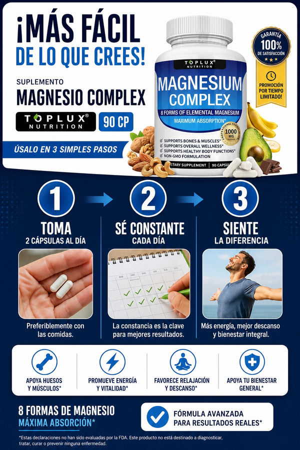 Suplemento Magnesio Complex Toplux 90 Cp - imagen 8