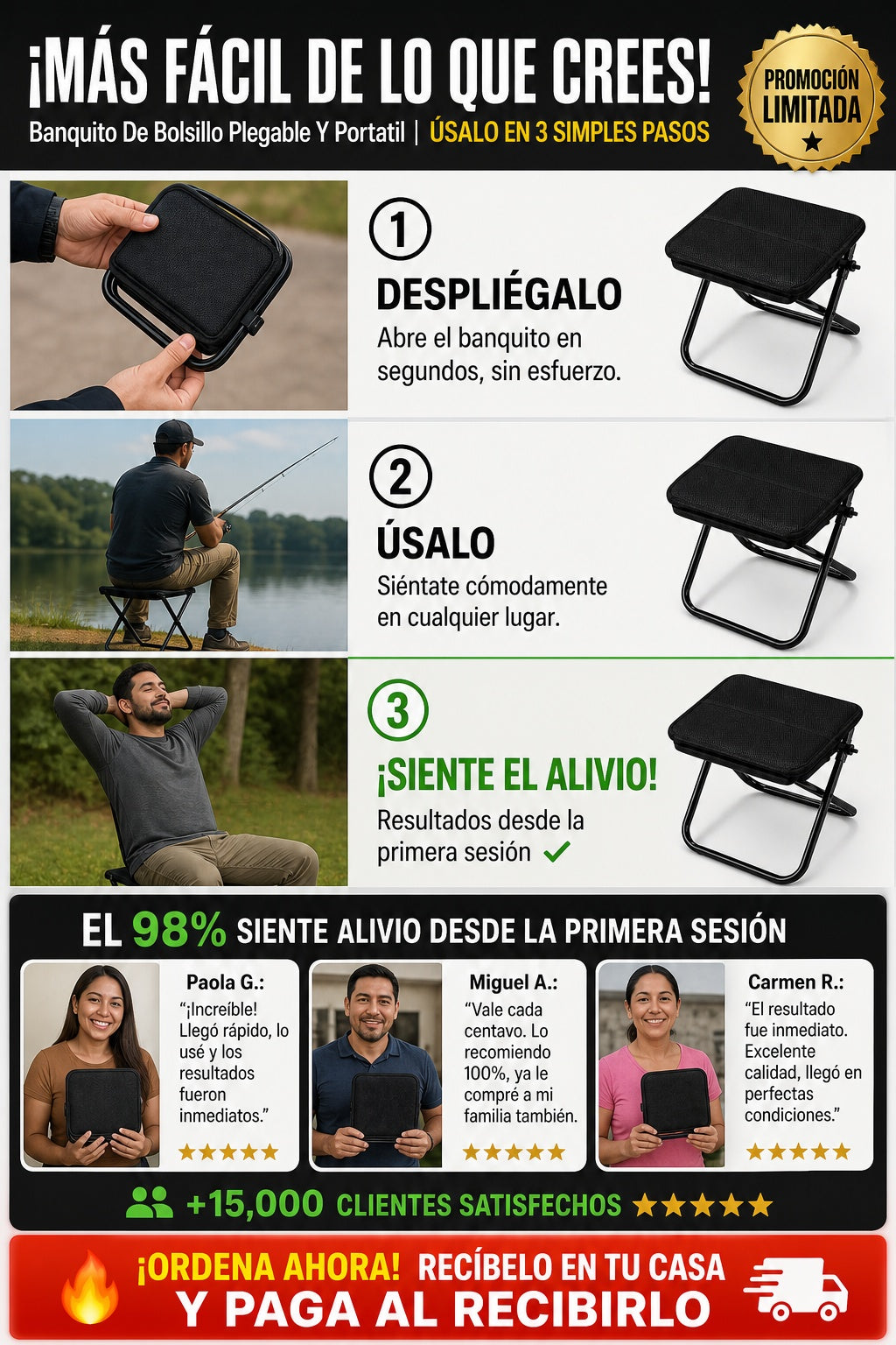 Banquito De Bolsillo Plegable Y Portatil - imagen 8