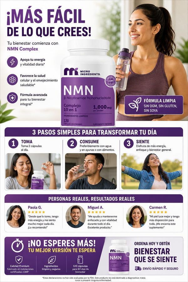 Suplemento Nmn Complex Micro Ingredients - imagen 8