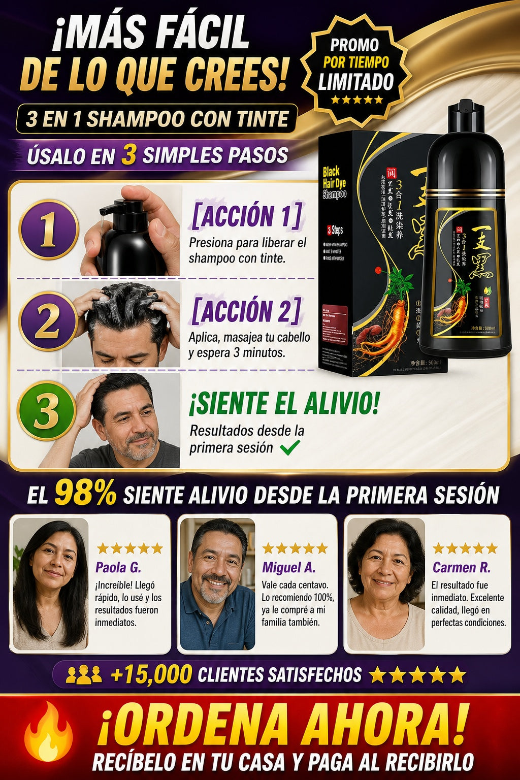 Shampoo 3 En 1 Para Tenir Canas - imagen 8
