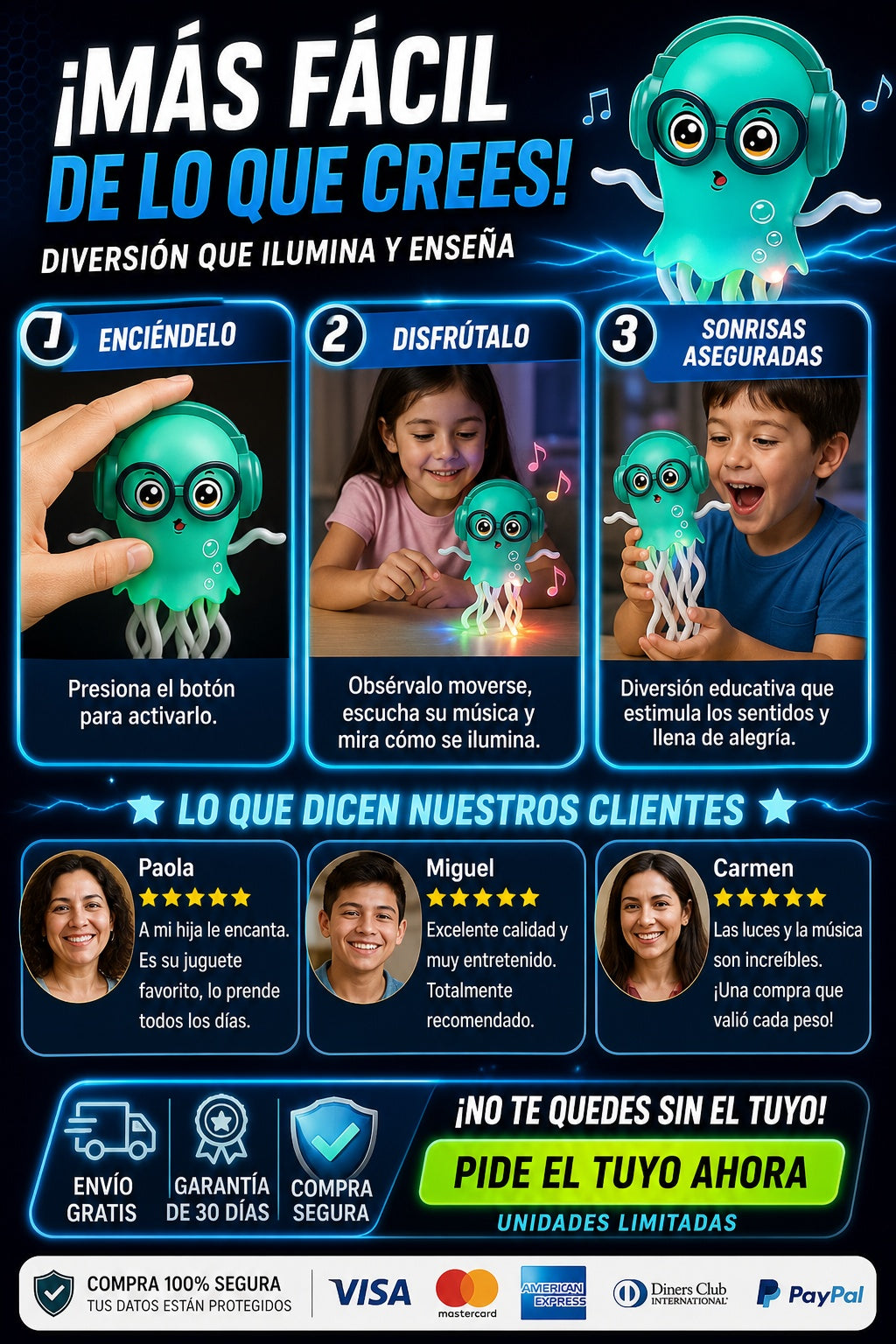 Juguete de medusa eléctrica con luces LED y música - imagen 8 - confianza-envio