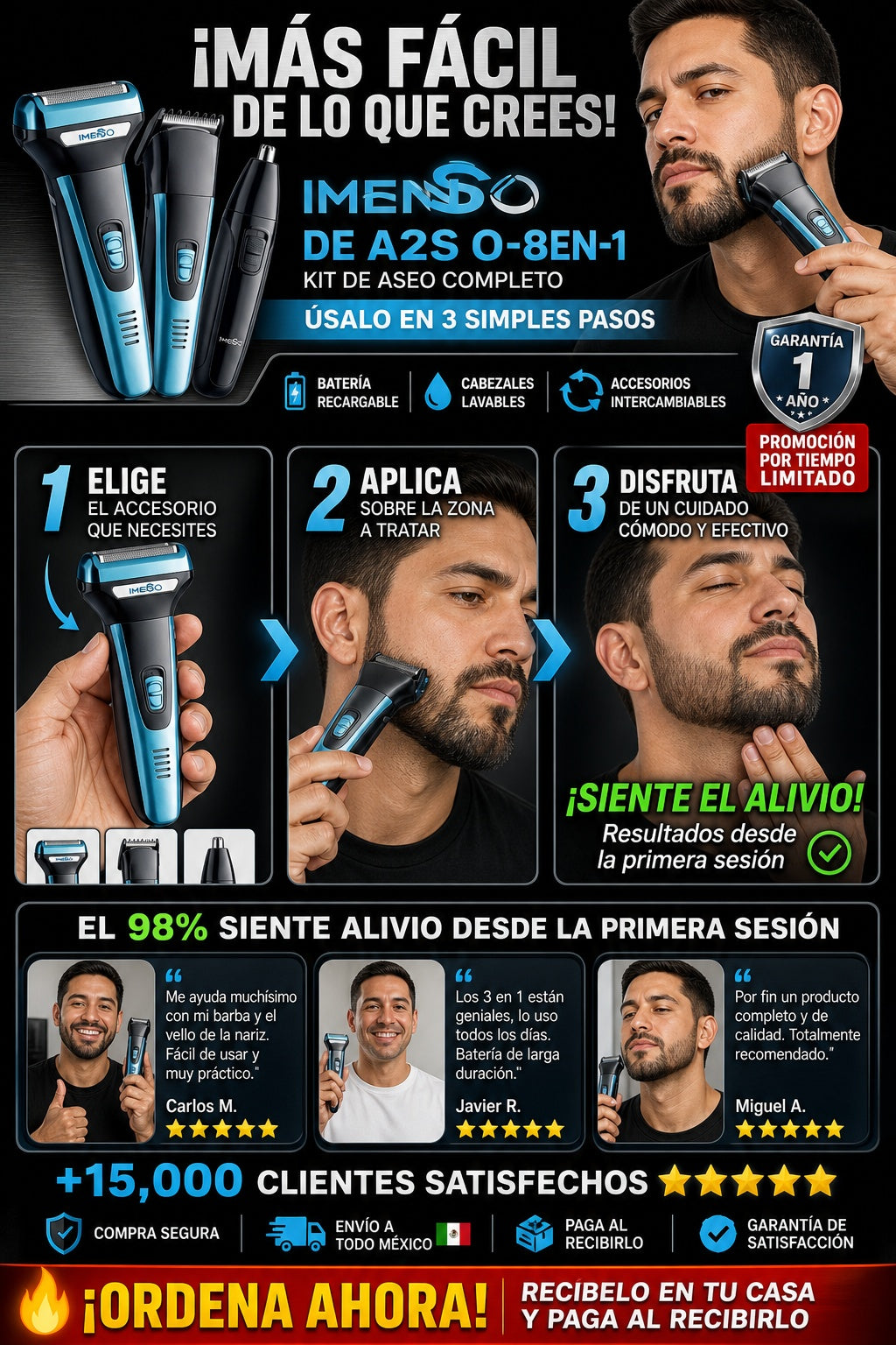 Cortapelos 3 En 1 Cabello Barba Imstdo3 - imagen 8