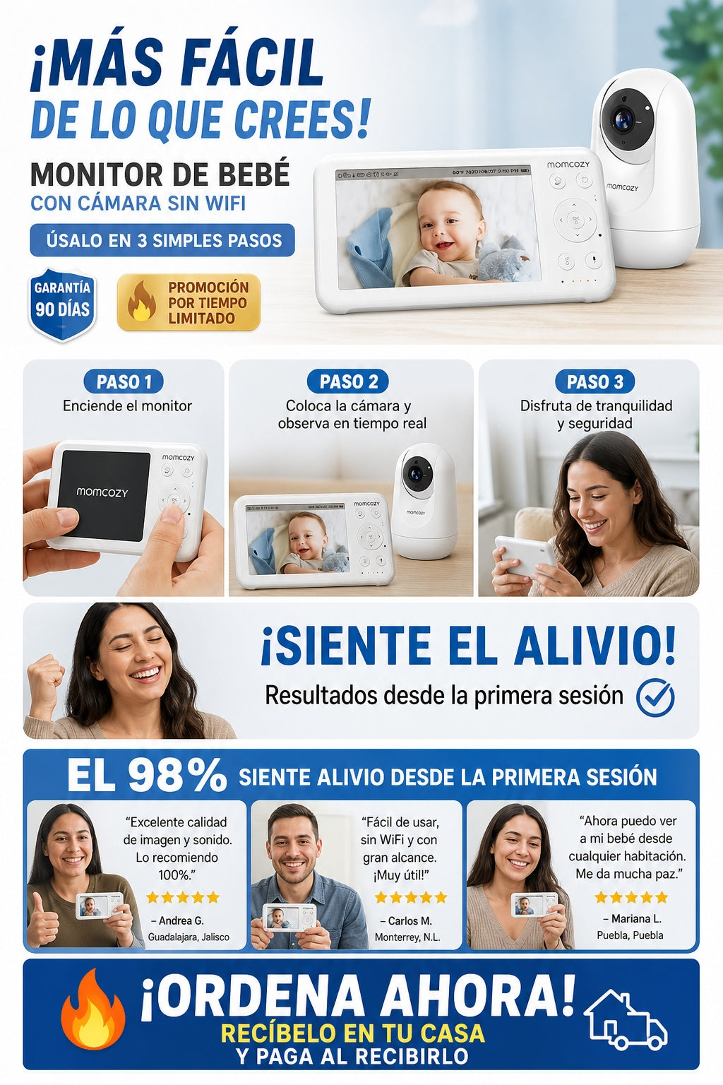 Monitor de bebé con cámara sin WiFi de largo alcance - imagen 8 - confianza-envio