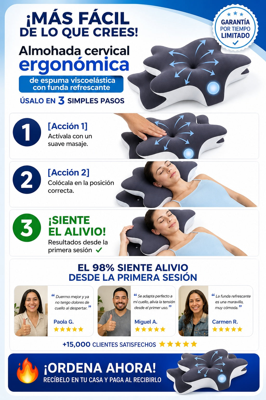 Almohada cervical ergonómica de espuma viscoelástica con funda refrescante - imagen 8 - confianza-envio