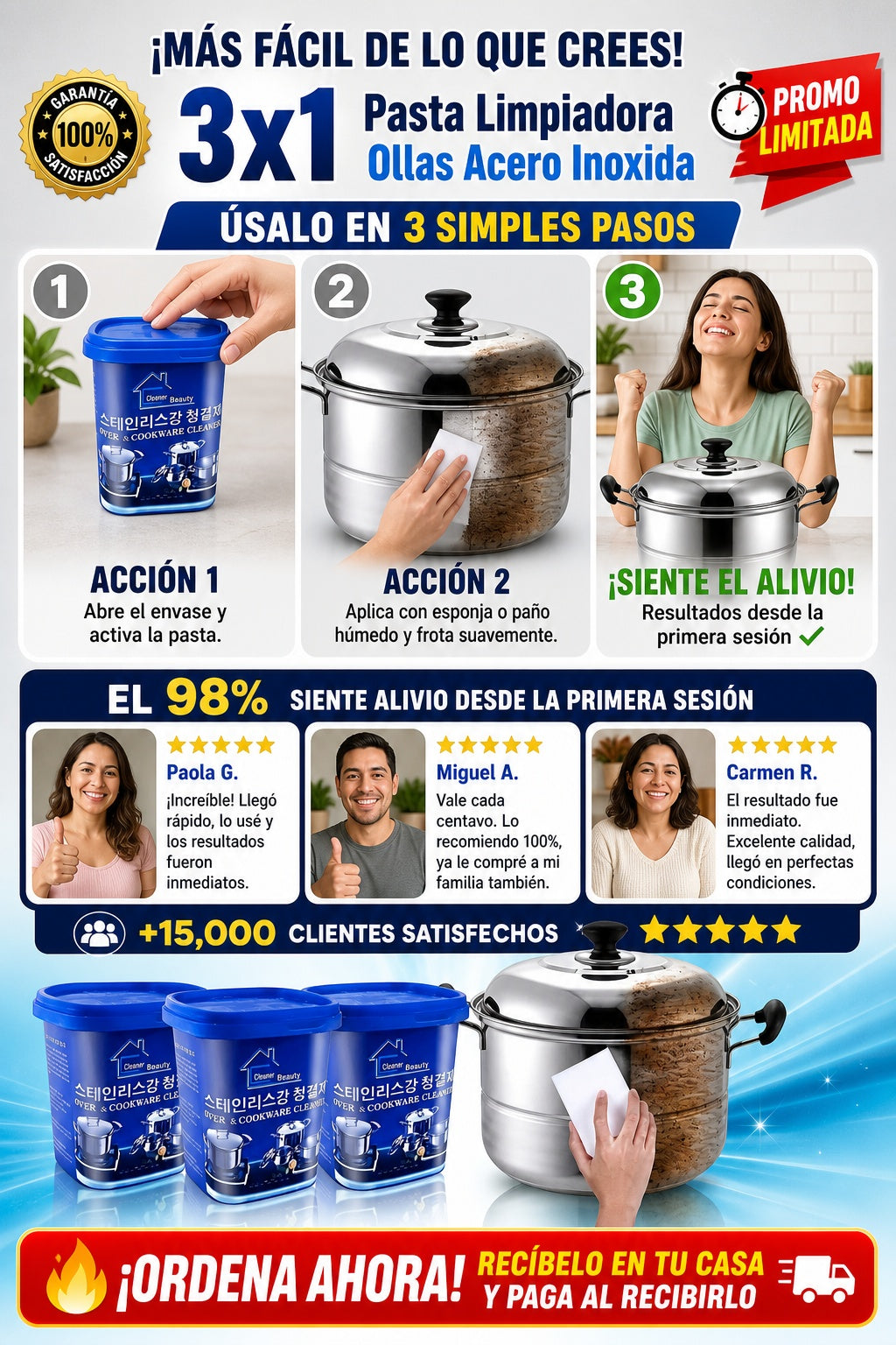 3x1 Pasta Limpiadora Ollas Acero Inoxida - imagen 8