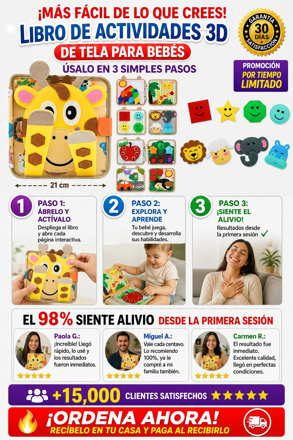 Libro de tela 3D con actividades Montessori para bebés - imagen 8 - confianza-envio