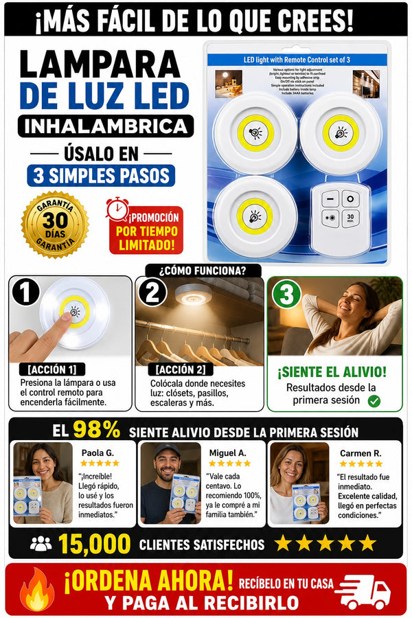 Lampara De Luz Led Inhalambrica - imagen 8