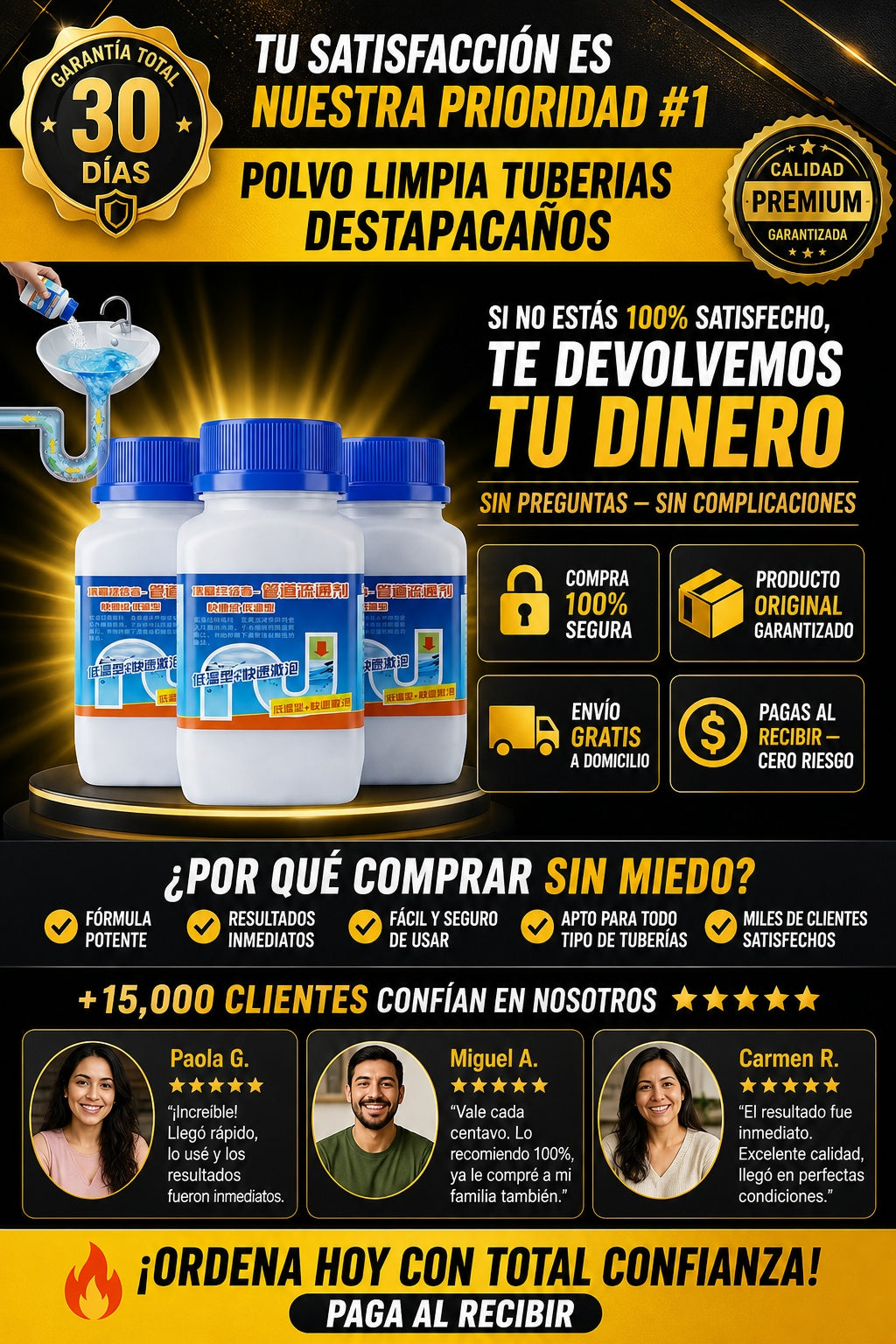 3x1 Polvo Limpia Tuberias Destapacanos - imagen 9