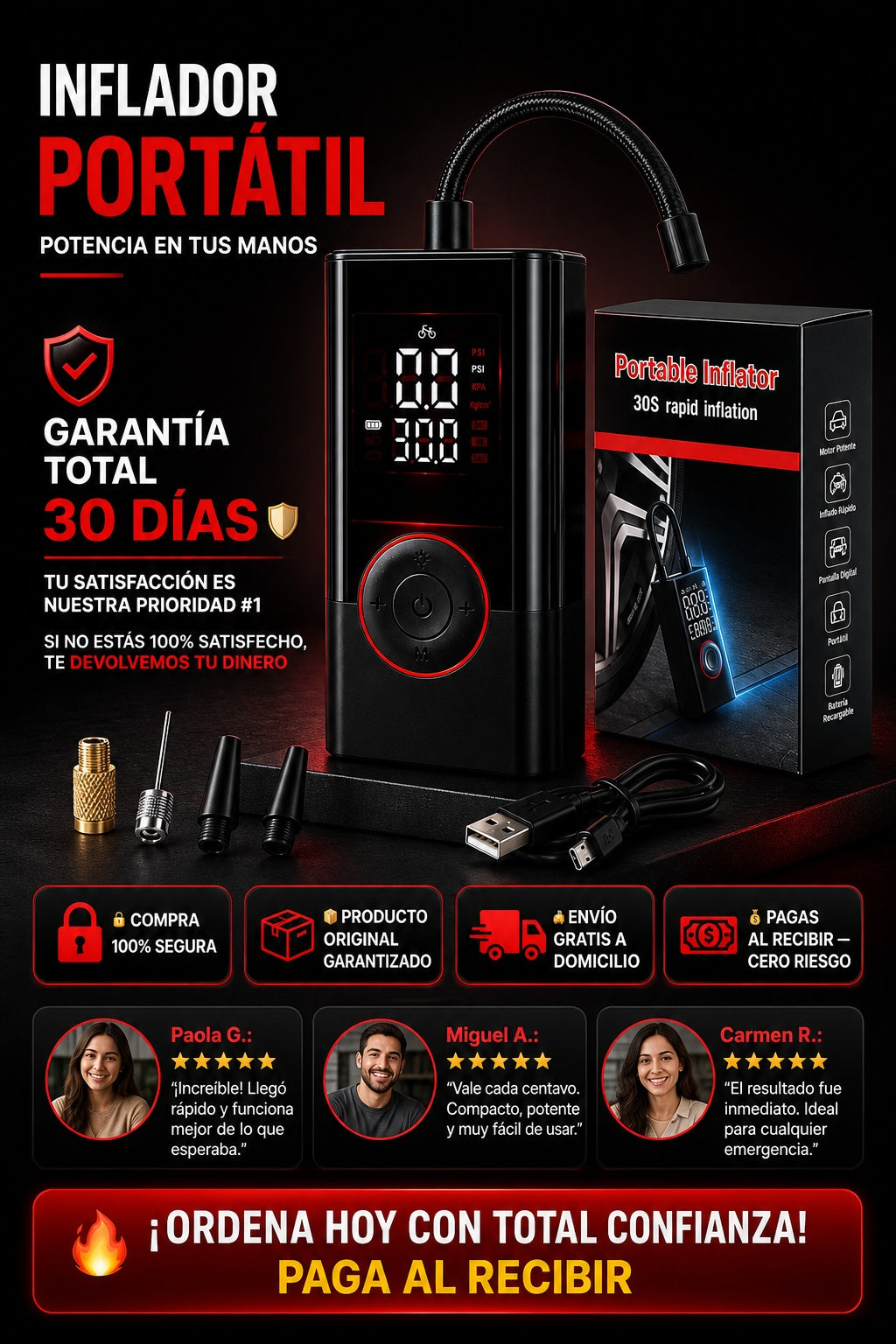 Inflador De Llantas Portatil Digital Rec - imagen 9