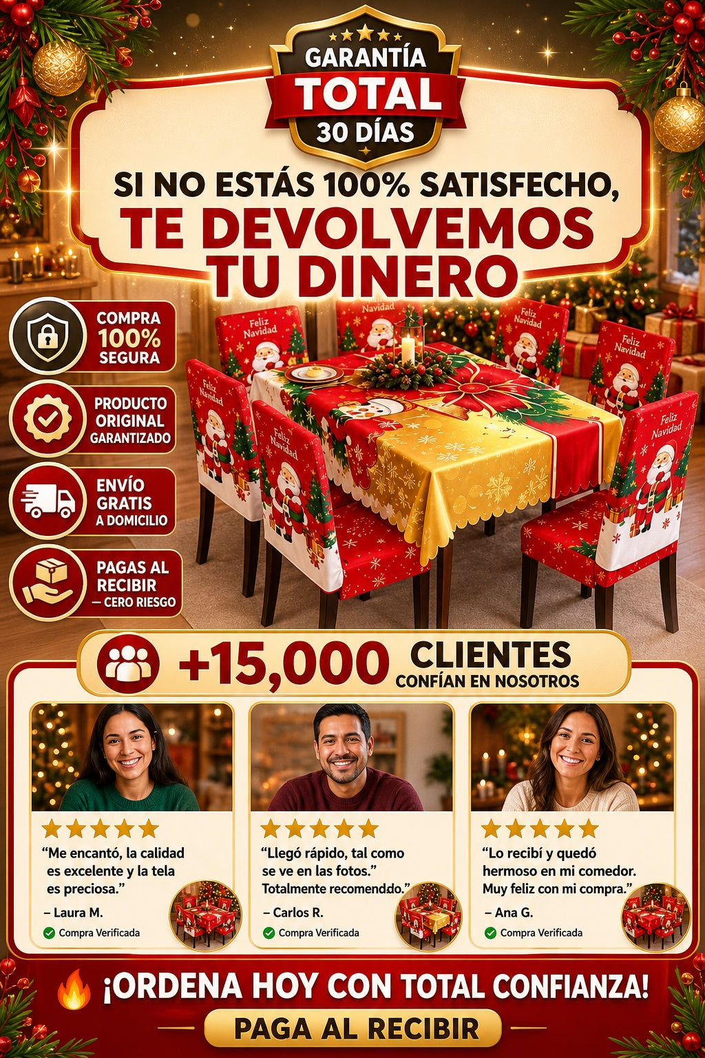 Mantel Navidenos Con 7 Fundas De Silla - imagen 9
