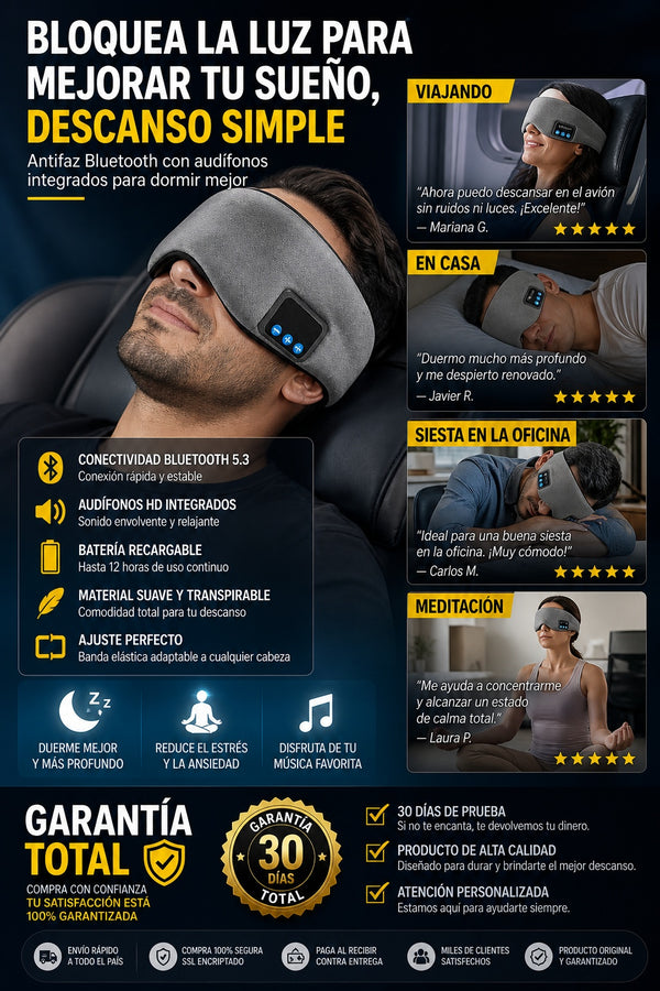 Mascara Para Dormir Con Auriculares Blue - imagen 9