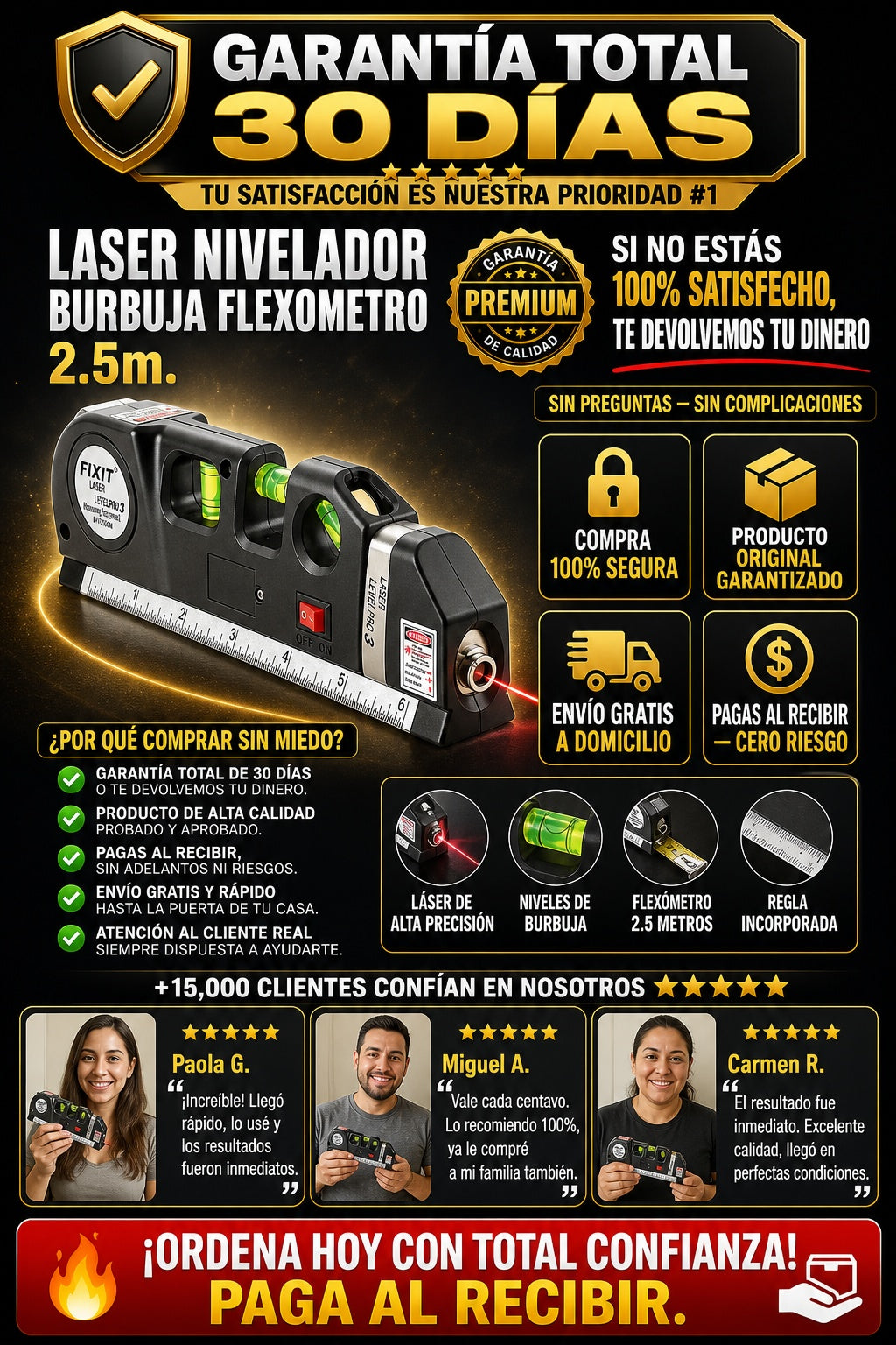 Laser Nivelador Burbuja Flexometro 2.5m - imagen 9