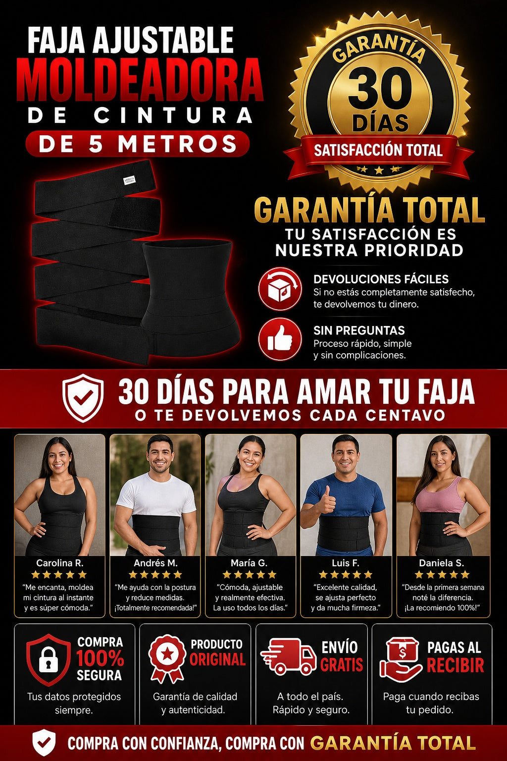 Faja Ajustable moldeadora de cintura De 5 Metros - imagen 9