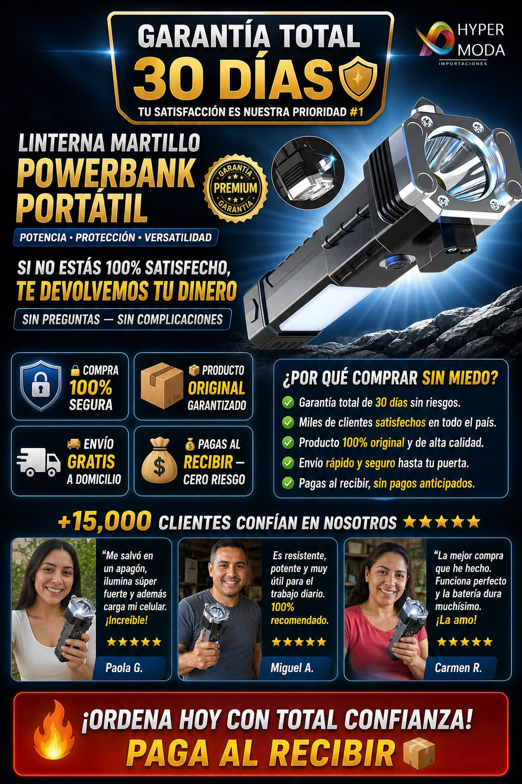 Linterna Martillo Powerbank Portatil - imagen 9