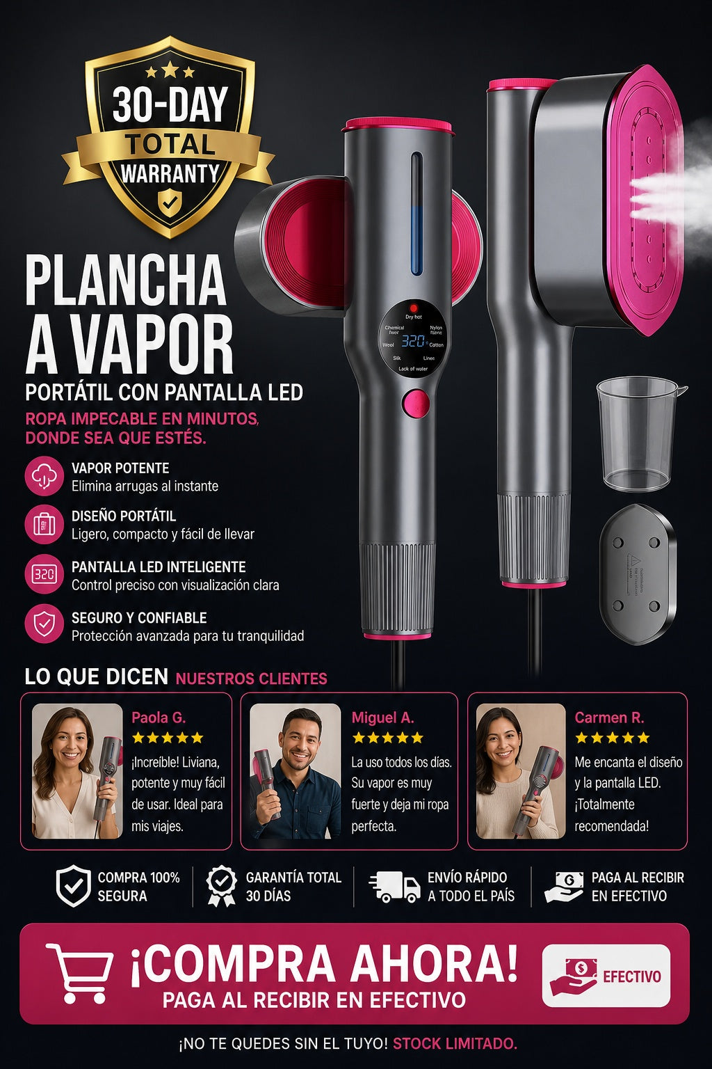 Vaporizador de ropa portátil de mano con pantalla LED - imagen 9 - modo-de-uso