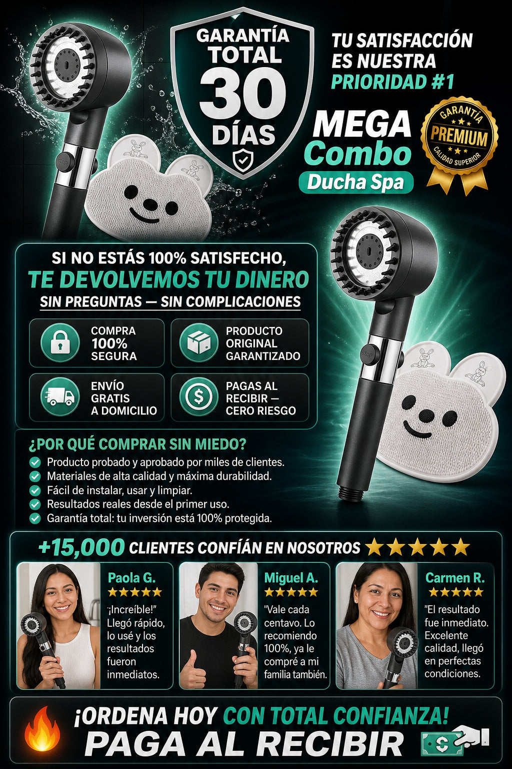 MEGA Combo Ducha Spa por la compra de la cabeza de ducha lleva gratis el tapete masajeador de pies - imagen 9 - modo-de-uso