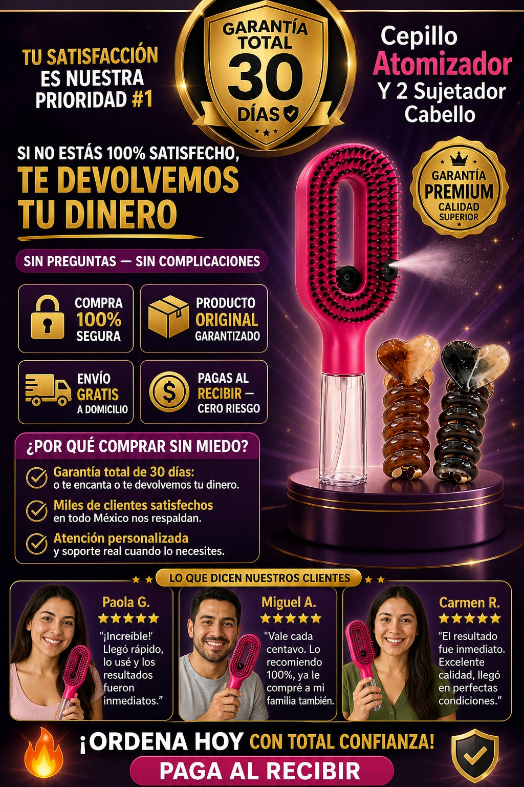 Cepillo Atomizador Y 2 Sujetador Cabello - imagen 9