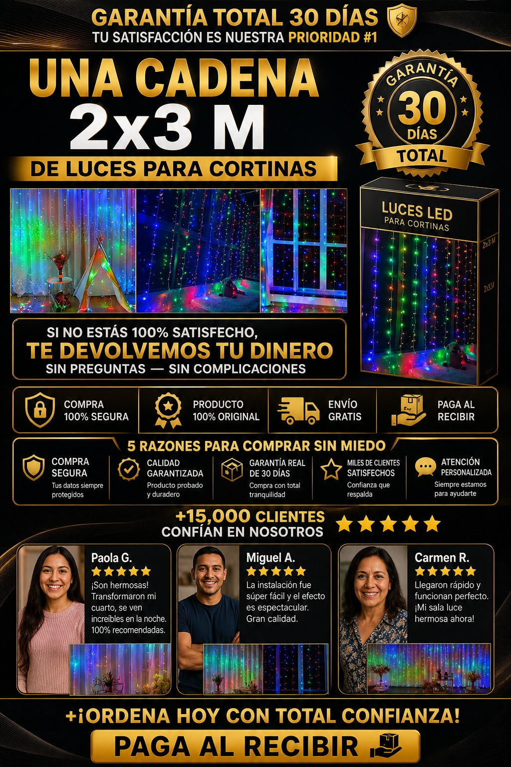 Una Cadena 2x3 M De Luces Para Cortinas - imagen 9
