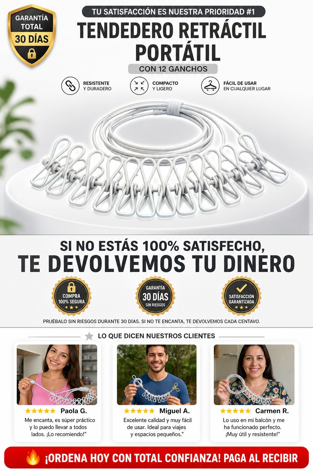 Tendedero Retractil Portatil 12 Ganchos oferta sx1 total 24 - imagen 9