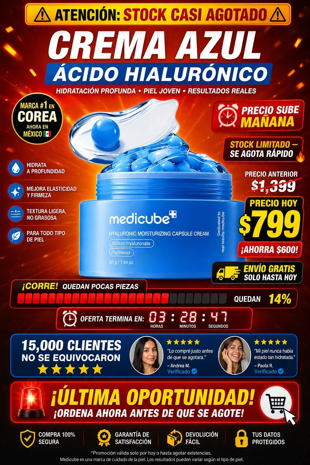 Medicube Crema Azul Ácido Hialurónico Hidratación Profunda
