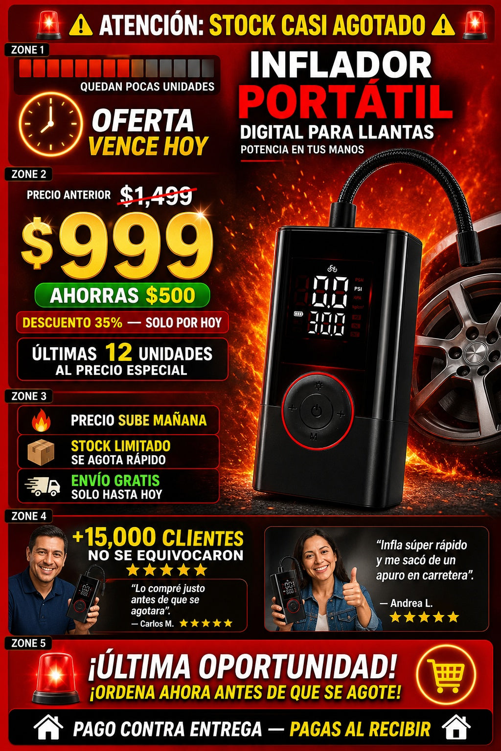 Inflador De Llantas Portatil Digital Rec - imagen 10