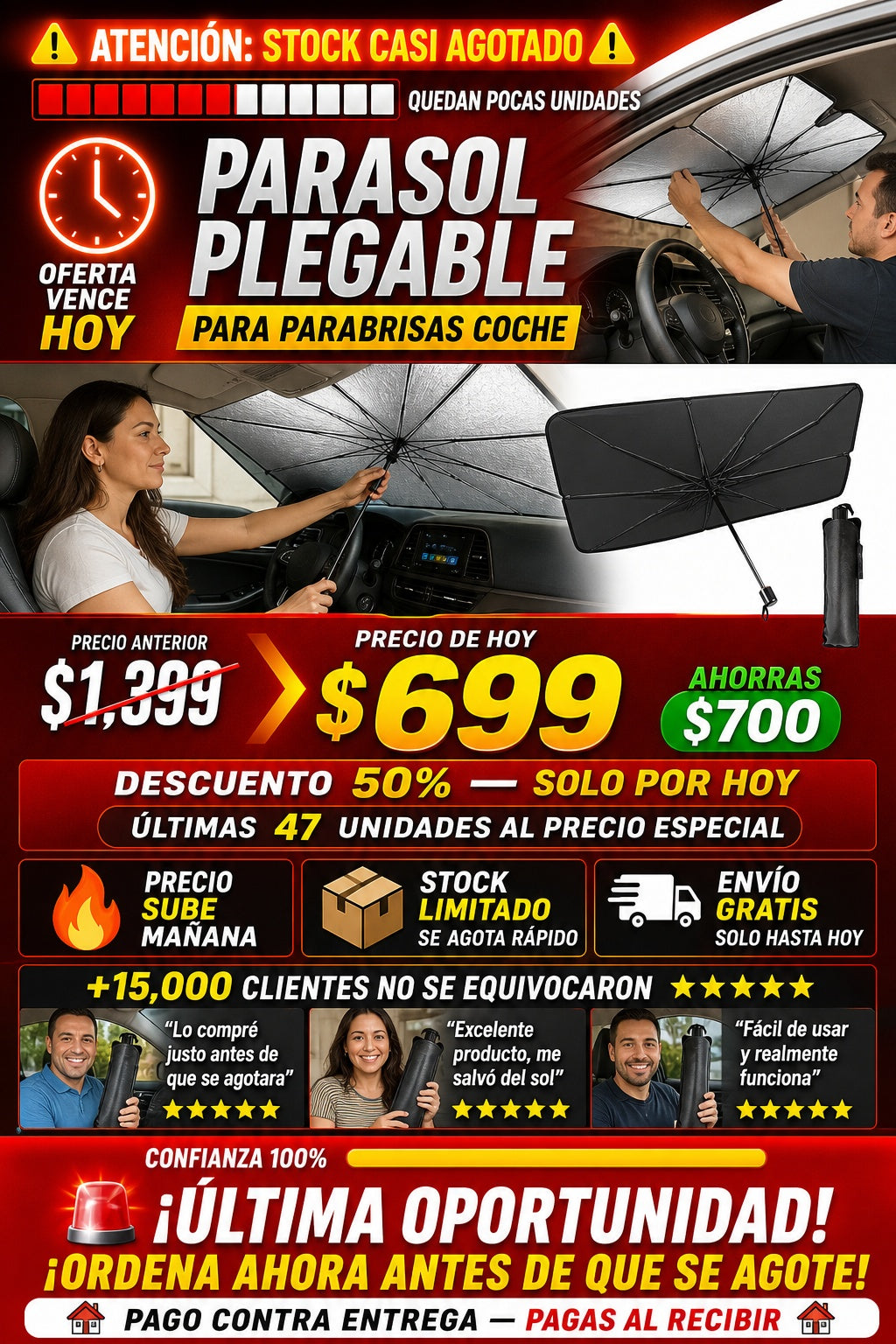 Parasol Plegable Para Parabrisas Coche - imagen 10