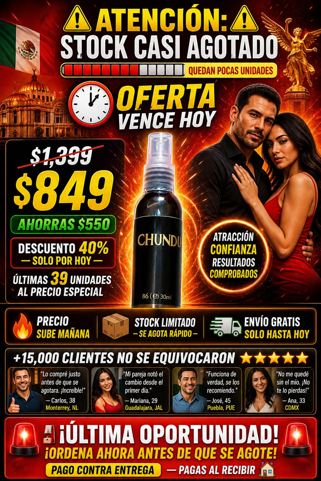Feromonas Aceite Atrayente Irresistible chundu atrapa mujeres - imagen 10