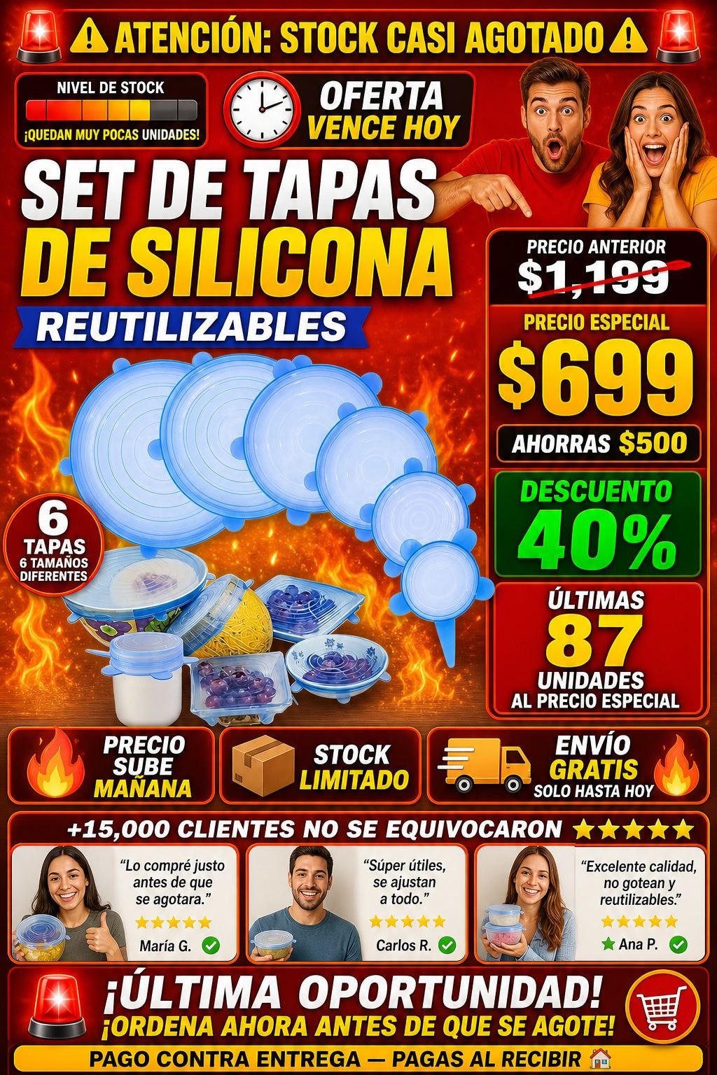 6 Tapas De Silicon Reutilizable oferta de 2x1 total recibes 12 - imagen 10