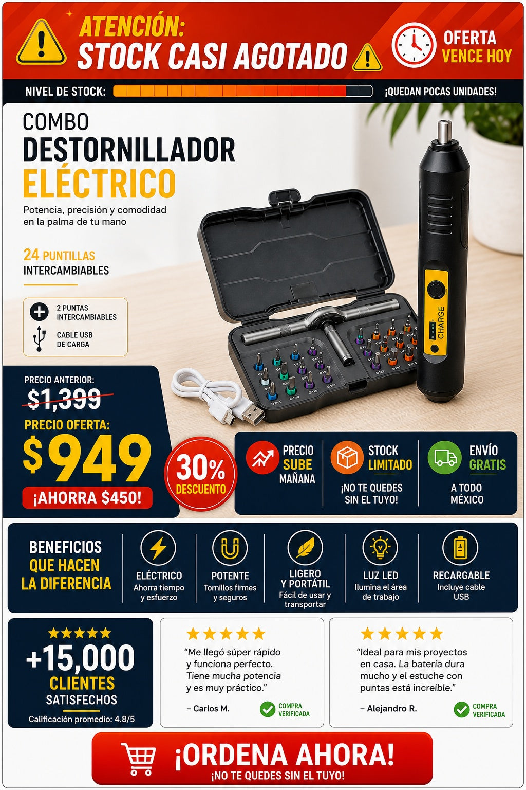 Destornillador Electrico Y Kit 24 Puntas - imagen 10