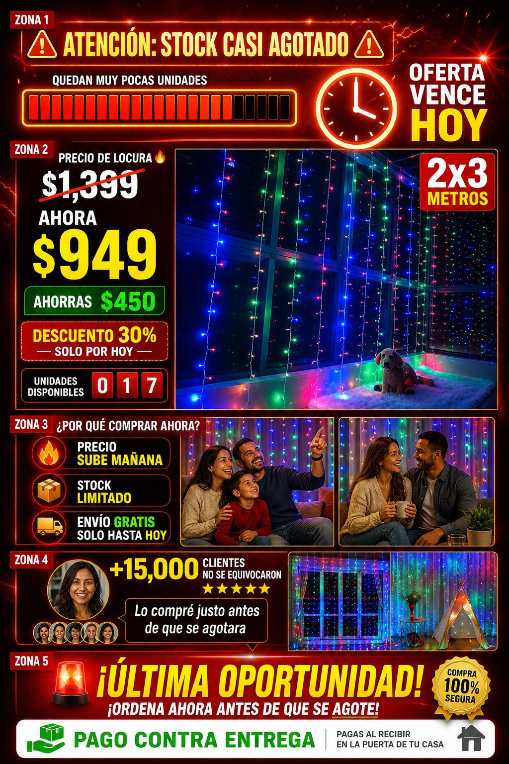 Una Cadena 2x3 M De Luces Para Cortinas - imagen 10