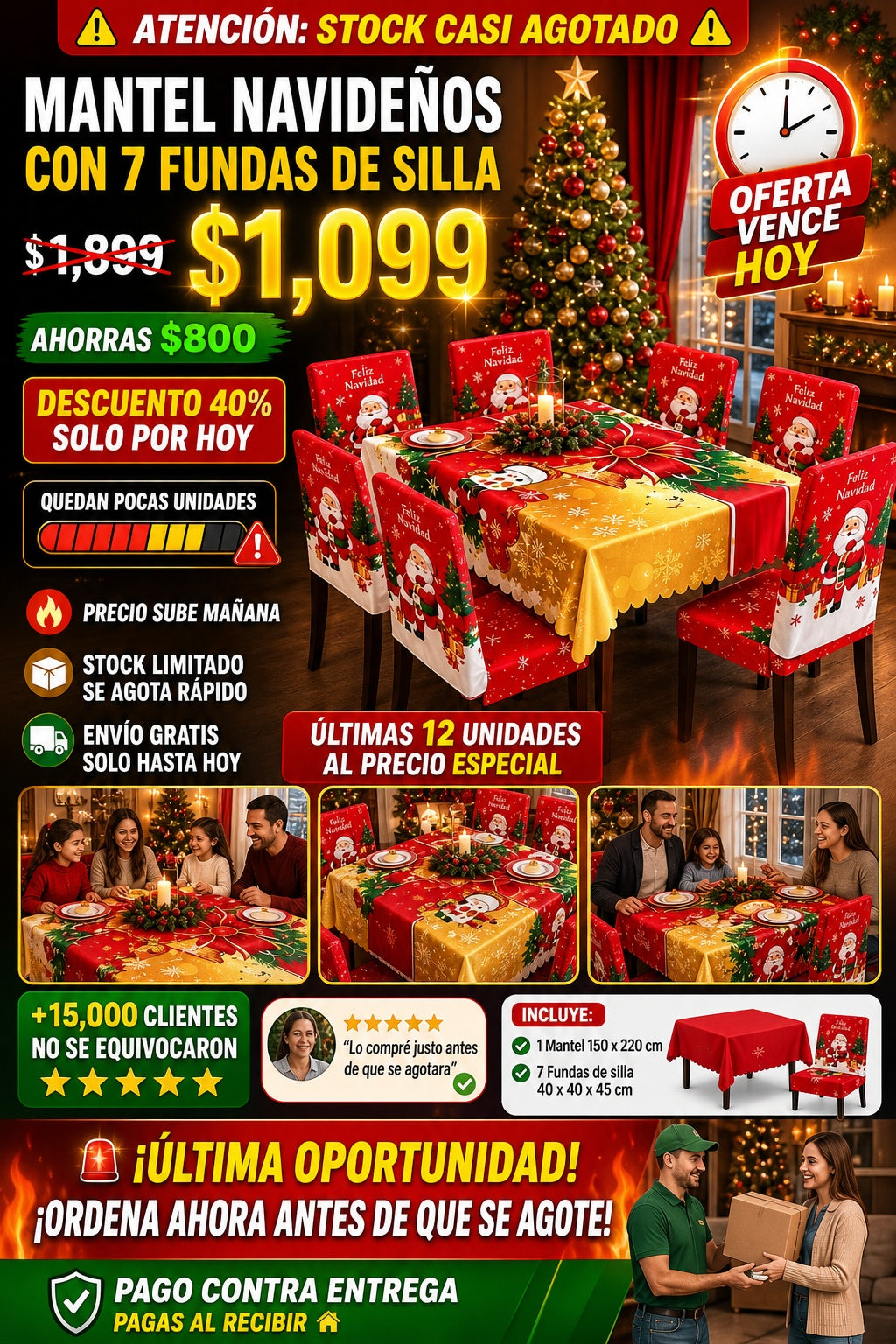 Mantel Navidenos Con 7 Fundas De Silla - imagen 10