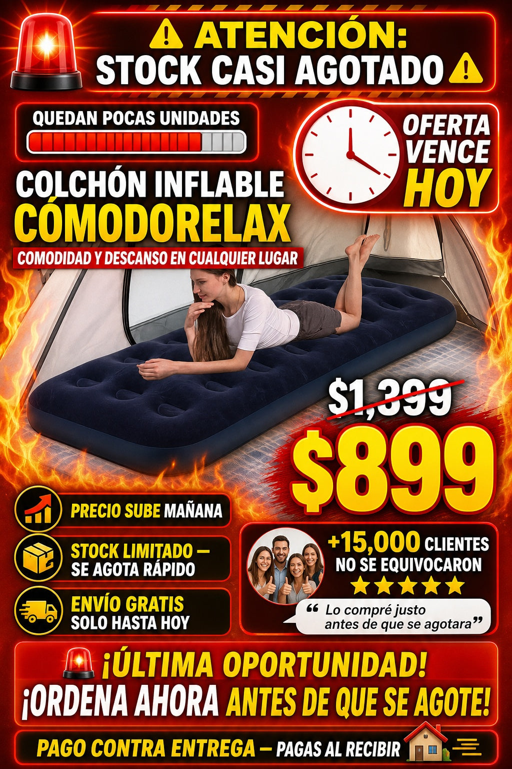 Colchon Inflable Individual Aire Camping - imagen 10