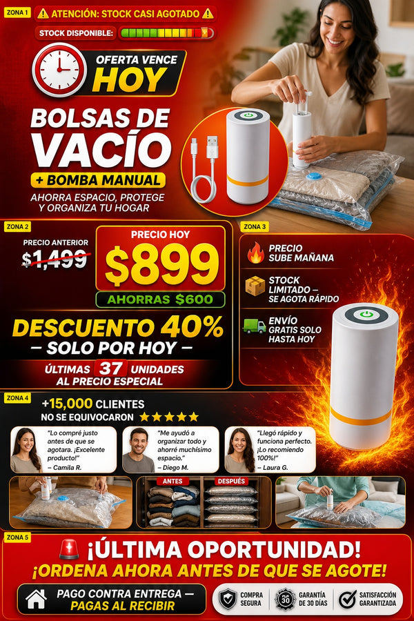 Bolsas Al Vacio Con Bomba Almacenamiento incluye  x Bomba de aire manual 5 x Bolsas de almacenamiento al vacío - imagen 10