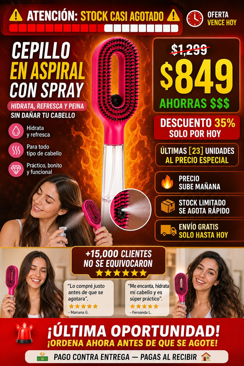 Cepillo Atomizador Y 2 Sujetador Cabello - imagen 10