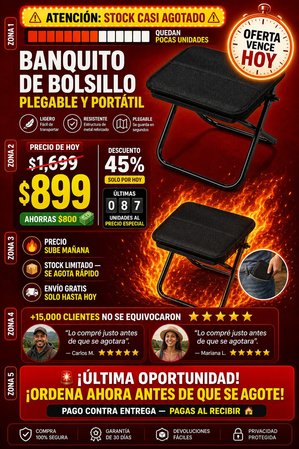 Banquito De Bolsillo Plegable Y Portatil - imagen 10