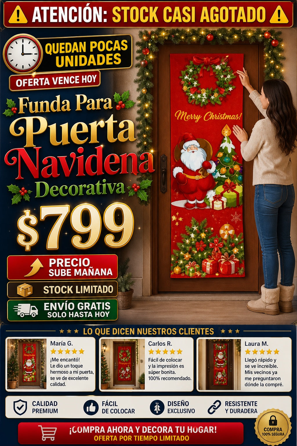 Funda Para Puerta Navidena Decorativa - imagen 10