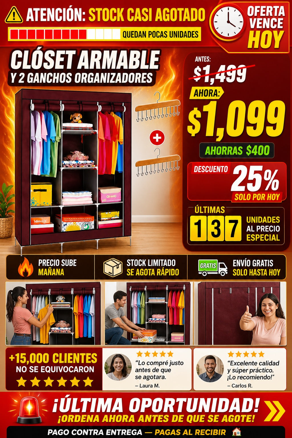 Closet Armable Y 2 Ganchos Organizadores - imagen 10