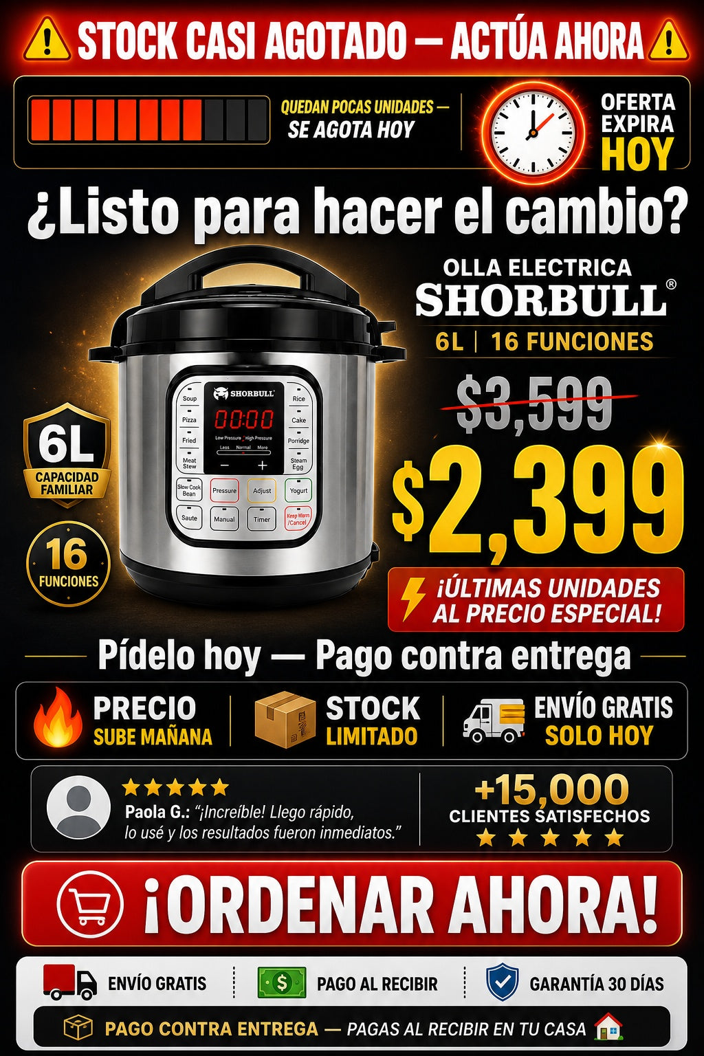 Olla Electrica Shorbull 6l 16 Funciones - sección 11